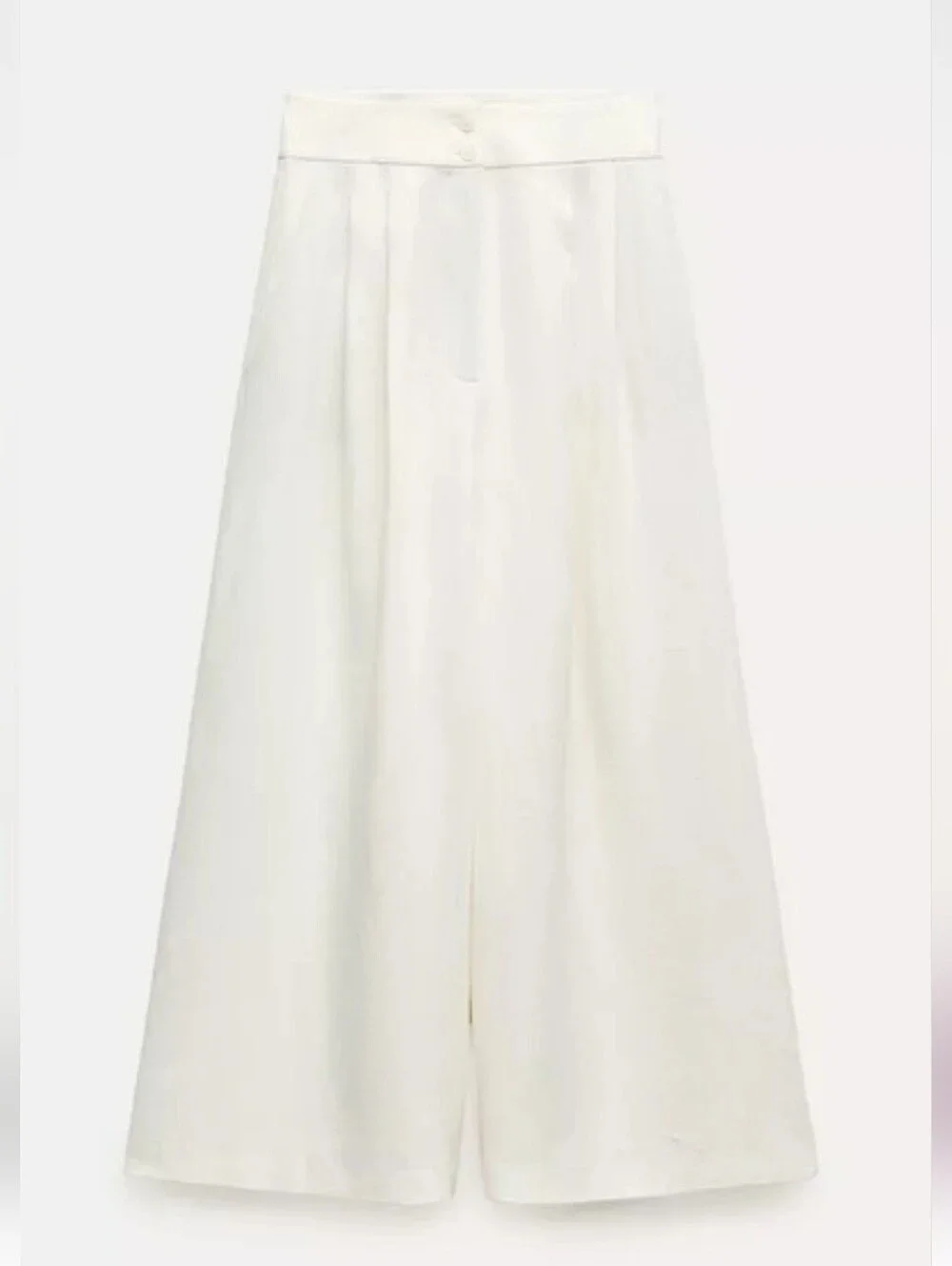 Zara Linen Blend ZW Collection Palazzo Wide Leg Pants
